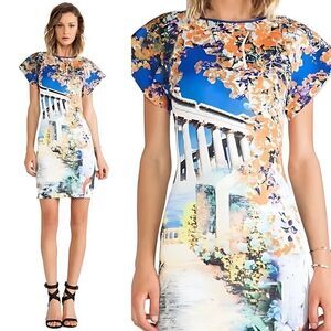 NWOT Clover Canyon Grecian Floral Garden Of Athena Neoprene Dress